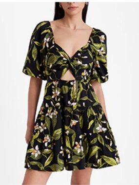Express tropical mini dress with cut out size xl